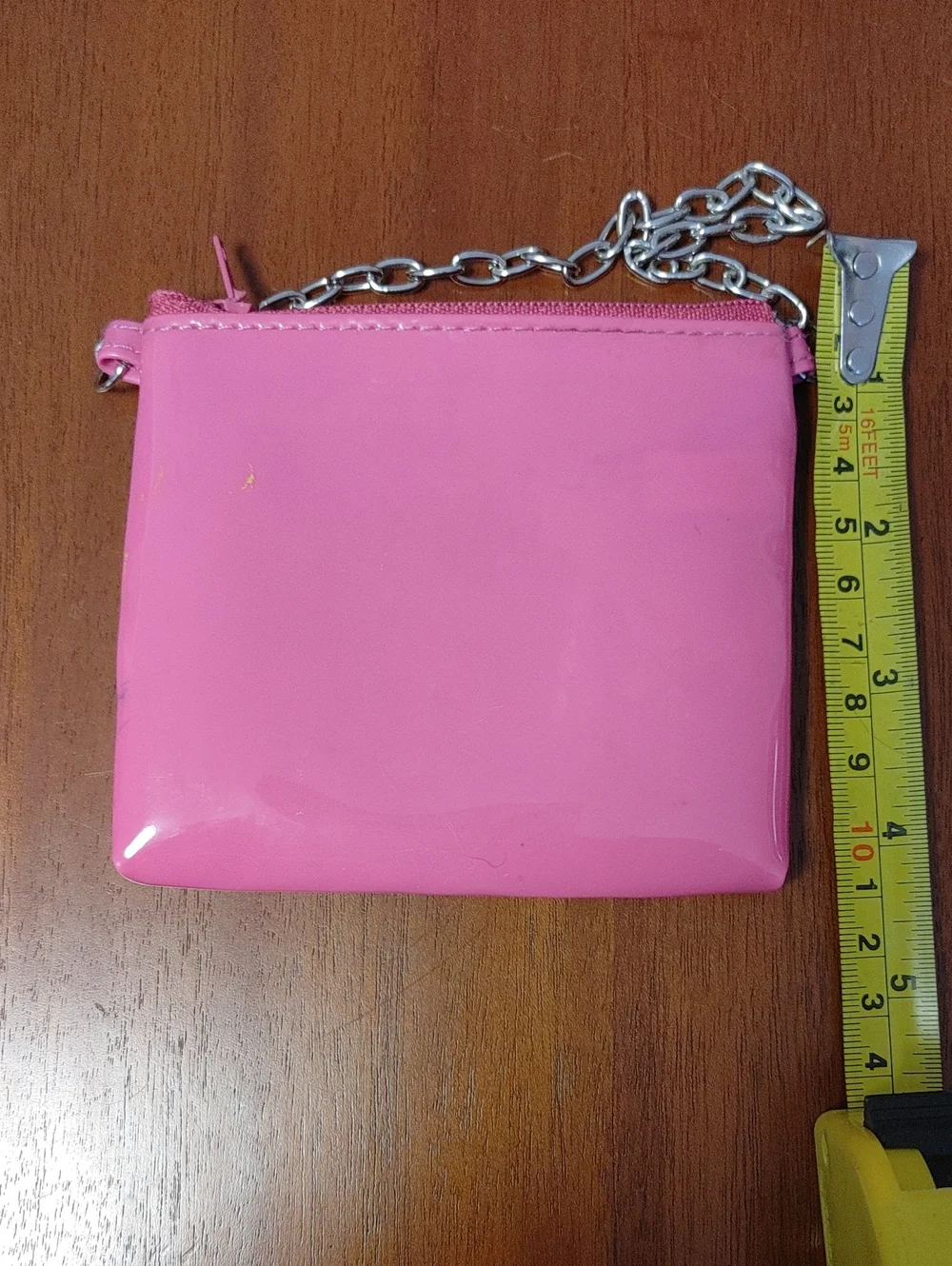 Pink Patent Wristlet Bag with Poodle Applique